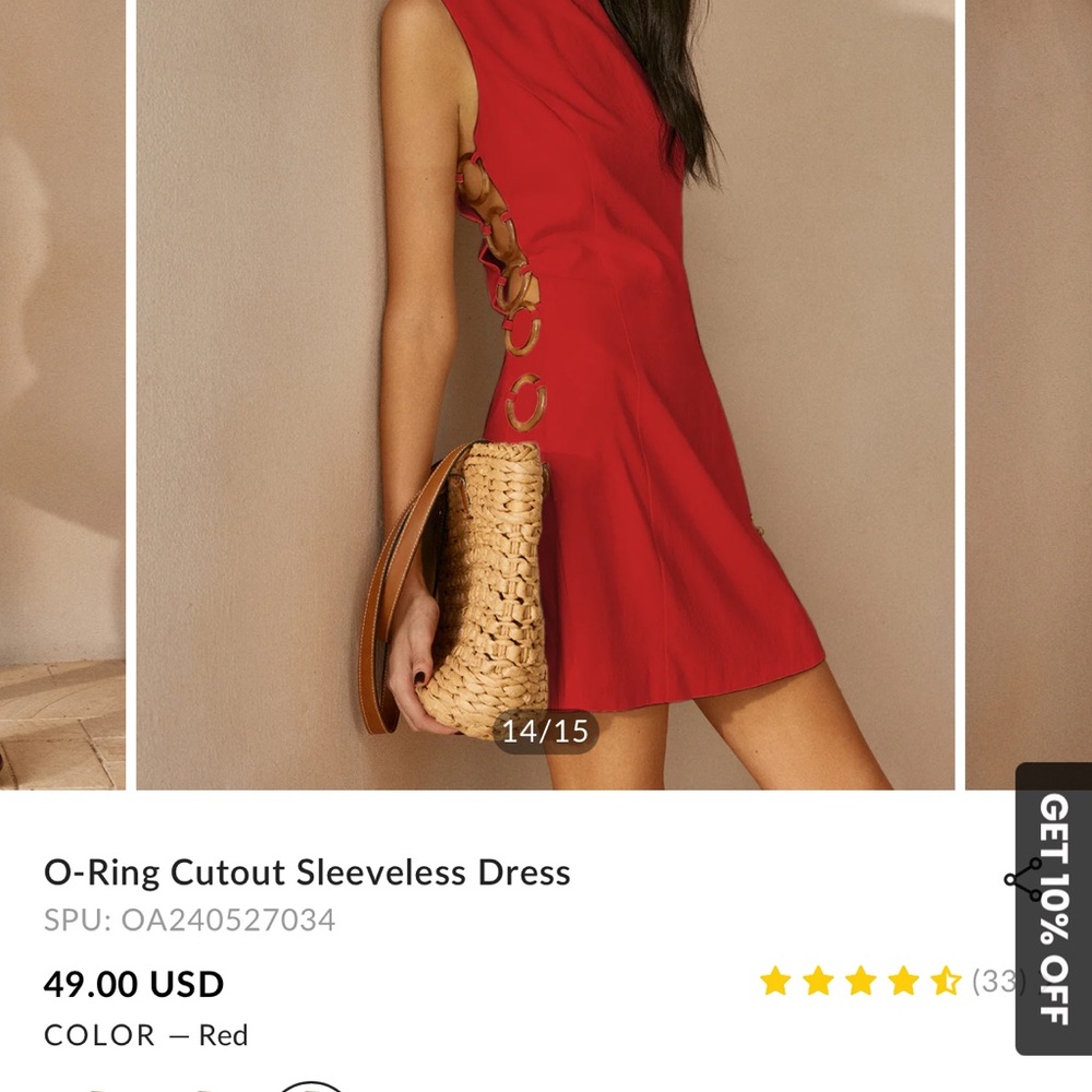 Commense One Shoulder Red Dress with O-Ring Detail